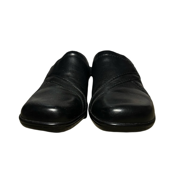 Clarks Collection Womens Black Leather Clogs Slip On Mules Size 7W Comfort - Picture 4 of 8